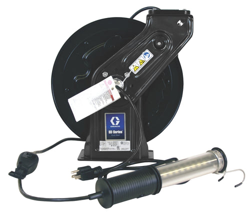 Graco SD 10™ Series 120 Volt Cord and Light Reel - LED Light with In-Line Tool Tap - 95 ft (29 m), 16 AWG, 10 Amp Cord - Black