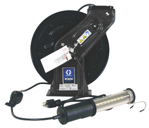 Graco SD 10™ Series 120 Volt Cord and Light Reel - LED Light with In-Line Tool Tap - 95 ft (29 m), 16 AWG, 10 Amp Cord - Black