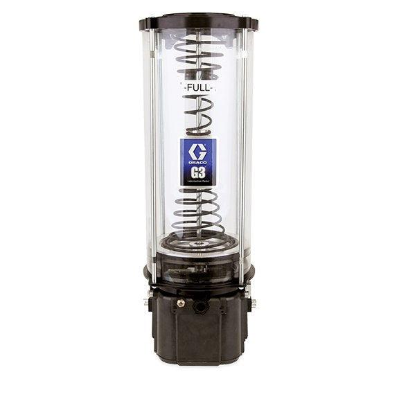 Graco G3™ Standard Grease Lubrication Pump, 24 VDC, 12 Liter One-Piece Reservoir, Follower Plate, External Low Level, DIN