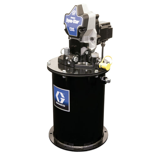 Graco Compact Dyna-Star® 24 VDC Series progressive Grease Pump and 12 L Reservoir, Follower Plate, Level Reporting, Auto-Fill Shut Off