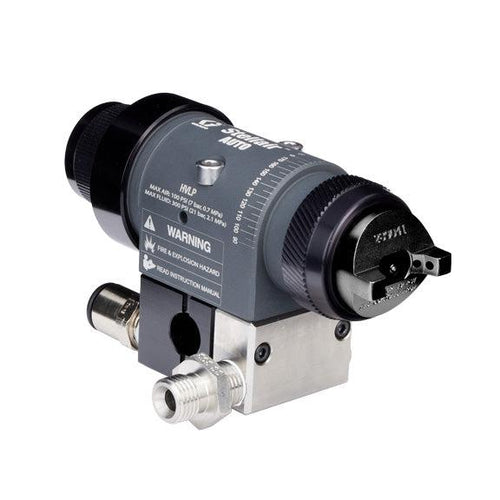 Stellair automatic air spray gun, HVLP, 0.055 in (1.4 mm) nozzle for general applications with a side inlet manifold (imperial)