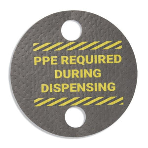 Absorbent Barrel Top Safety Message Mat w Poly Backing, 25PK