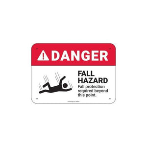 PIG Fall Hazard Fall Protection Sign 10" x 7" Vinyl 10" L x 7" H