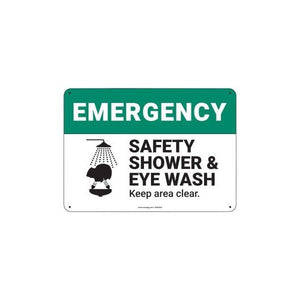PIG Safety Shower & Eye Wash Sign 14" x 10" Plastic 14" L x 10" H