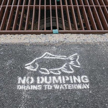 Load image into Gallery viewer, Storm Drain Stencil, Storm Drain Marker, 12.375in W x 19in L, 3PK
