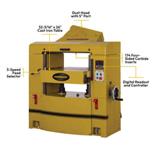 Load image into Gallery viewer, 25-Inch Planer, Helical Cutterhead, 15 HP, 460V 3Ph (WP2510)