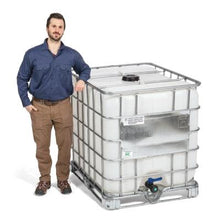 Load image into Gallery viewer, Rebottled 275 Gallon Caged Poly IBC Tote