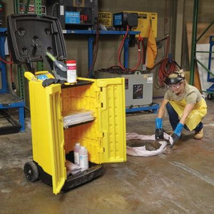 PIG® Battery Acid-Neutralizing Spill Kit in High-Visibility Spill Cart