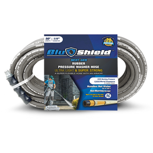 BluShield Lightweight 1/4" Polyester Braided  Rubber Pressure Washer Hose with M22 Fittings, 3100PSI