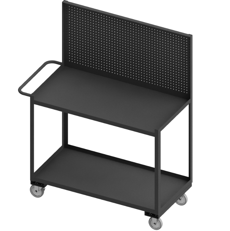 Durham RSC-2436-2-PB-95 Mobile Workstation, 2 Shelves, Pegboard, 24-1/4 X 42-1/4 X 67-5/8