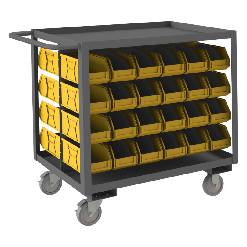 Durham RSC-2436-BLP-48-230-95 Stock Cart, 2 Shelves, 48 Bins, 24-1/4 X 42-1/4 X 37-5/8