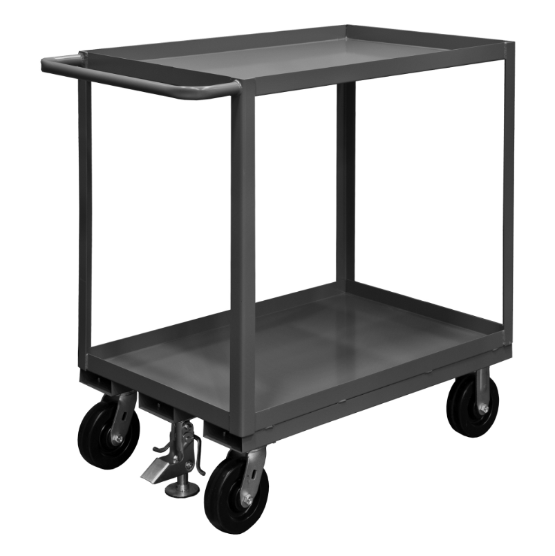 Durham RSC-2436-2-2.4K-ALU-FL-95 Stock Cart, 2 Shelves, Floor Lock, 24-1/4 X 42-1/4 X 39