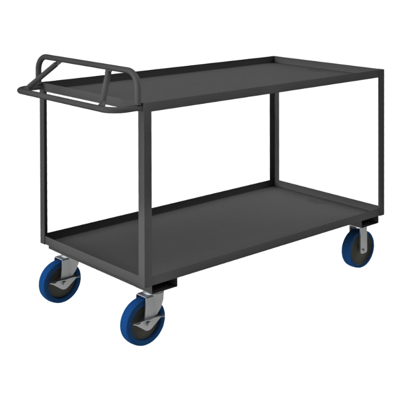 Durham RSCE-3060-2-3.6K-8PUSB-95 Stock Cart, 2 Shelves, Ergonomic Handle, 30-1/4 X 66-1/4 X 47-3/4