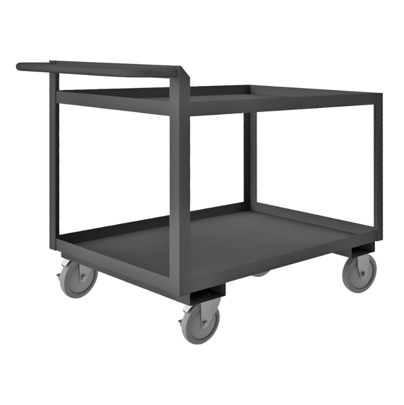 Durham RSCR-243036-ALU-5PU-95 Stock Cart, 2 Shelves, Raised Handle, 24-1/4 X 36-1/4 X 36