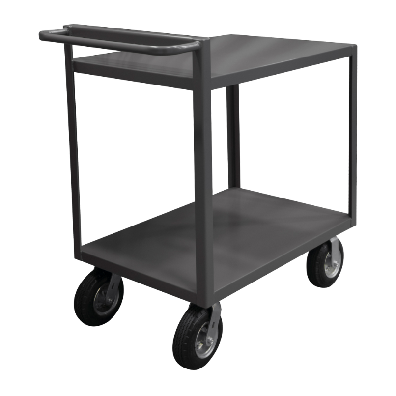 Durham RSCR-3048-ALD-95 Stock Cart, 2 Shelves, Raised Handle, 30-1/4 X 54-1/4 X 36-5/16