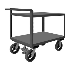 Durham RSCR304836ALUFL8MR95 Stock Cart, 2 Shelves, Raised Handle, Floor Lock, 30-1/4 X 54-1/4 X 36