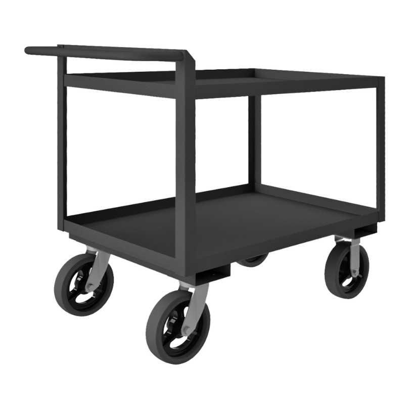 Durham RSCR243636ALU8MR95 Stock Cart, 2 Shelves, Raised Handle, 24-1/4 X 42-1/4 X 36