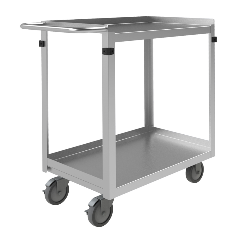 Durham SRSC1618302FLD5PU Stainless Steel Stock Cart, 2 Shelves, 19 X 36-7/16 X 37