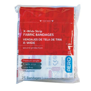 Aero Healthcare AFP60125 AEROPLAST™ Fabric X-Wide Strip Bandages 1in x 3in 25/pack