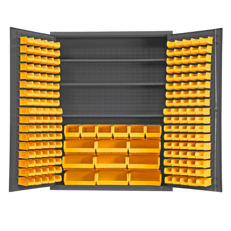 Durham SSC-185-3S-NL-95 Cabinet, 14 Gauge, 3 Shelves, 185 Yellow Bins, 60 X 24 X 78