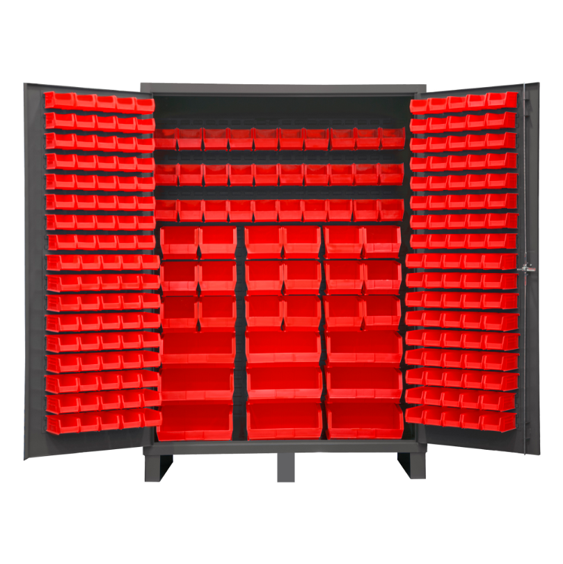 Durham SSC-227-1795 Cabinet, 14 Gauge, 227 Red Bins, 60 X 24 X 84