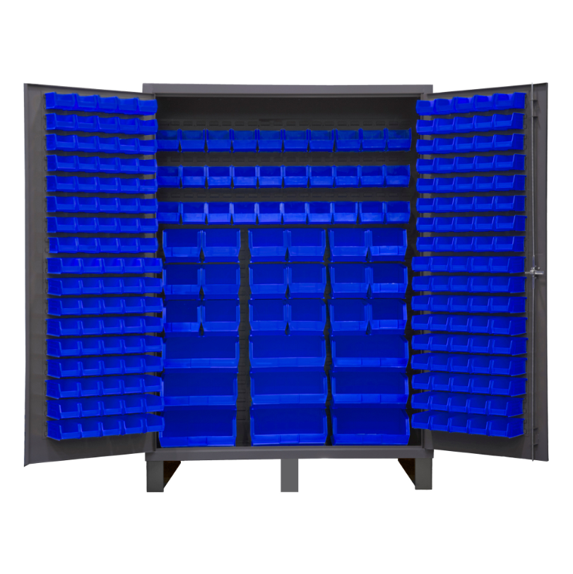 Durham SSC-227-5295 Cabinet, 14 Gauge, 227 Blue Bins, 60 X 24 X 84