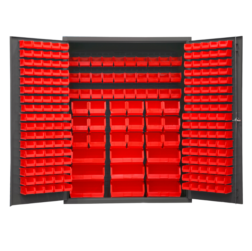 Durham SSC-227-NL-1795 Cabinet, 14 Gauge, 227 Red Bins, 60 X 24 X 78