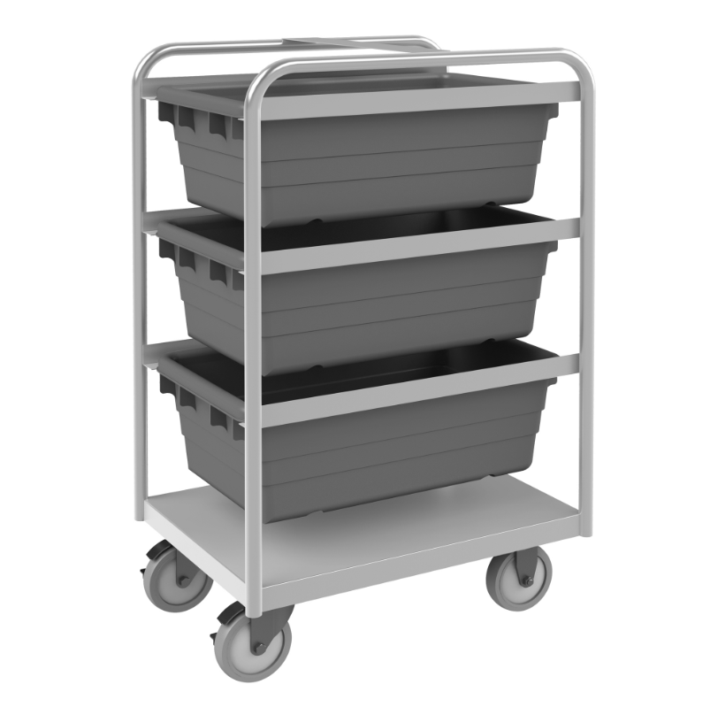 Durham STBR-183042-3-5PU Stainless Steel Tub Rack Cart, 3 Bins, 18-3/4 X 26 X 42