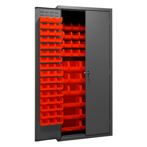 Durham 2500-138B-1795 Cabinet, 16 Gauge, 138 Red Bins, 36 X 24 X 84