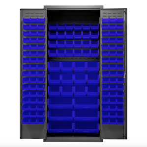 Durham 2500-138B-5295 Cabinet, 16 Gauge, 138 Blue Bins, 36 X 24 X 84