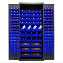 Load image into Gallery viewer, Durham 2500-138B-5295 Cabinet, 16 Gauge, 138 Blue Bins, 36 X 24 X 84