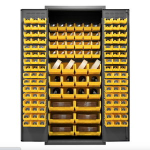 Durham 2500-138B-95 Cabinet, 16 Gauge, 138 Yellow Bins, 36 X 24 X 84