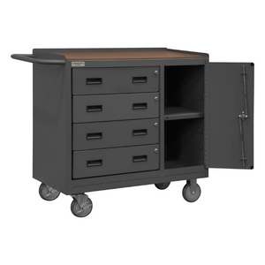 Durham 2211A-TH-LU-95 Mobile Bench Cabinet, 1 Shelf, Hard Board Top, 18-1/4 X 42-1/8 X 36-3/8