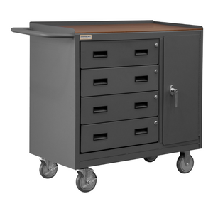 Durham 2211A-TH-LU-95 Mobile Bench Cabinet, 1 Shelf, Hard Board Top, 18-1/4 X 42-1/8 X 36-3/8