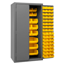 Load image into Gallery viewer, Durham 2501-BDLP-126-95 Cabinet, 16 Gauge, 126 Yellow Bins, 36 X 24 X 72