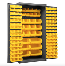 Load image into Gallery viewer, Durham 2501-BDLP-126-95 Cabinet, 16 Gauge, 126 Yellow Bins, 36 X 24 X 72