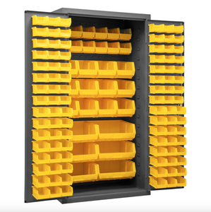 Durham 2501-BDLP-126-95 Cabinet, 16 Gauge, 126 Yellow Bins, 36 X 24 X 72