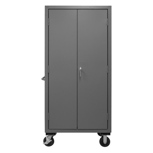 Durham 2501M-BLP-12-2S-5295 Mobile Cabinet, 16 Gauge, 2 Shelves, 12 Blue Bins, 36 X 24 X 81