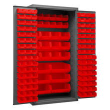 Load image into Gallery viewer, Durham 2501-BDLP-126-1795 Cabinet, 16 Gauge, 126 Red Bins, 36 X 24 X 72