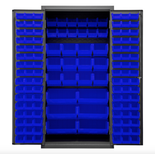 Load image into Gallery viewer, Durham 2501-BDLP-126-5295 Cabinet, 16 Gauge, 126 Blue Bins, 36 X 24 X 72