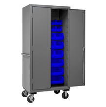 Load image into Gallery viewer, Durham 2501M-BLP-30-5295 Mobile Cabinet, 16 Gauge, 30 Blue Bins, 36 X 24 X 81