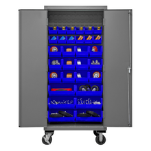 Load image into Gallery viewer, Durham 2501M-BLP-30-5295 Mobile Cabinet, 16 Gauge, 30 Blue Bins, 36 X 24 X 81