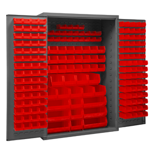 Durham 2502-186-1795 Cabinet, 16 Gauge, 186 Red Bins, 48 X 24 X 72