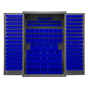 Durham 2502-186-5295 Cabinet, 16 Gauge, 186 Blue Bins, 48 X 24 X 72