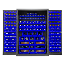 Load image into Gallery viewer, Durham 2502-186-5295 Cabinet, 16 Gauge, 186 Blue Bins, 48 X 24 X 72