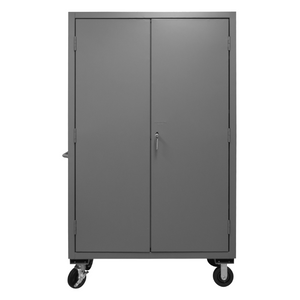 Durham 2502M-BLP-42-5295 Mobile Cabinet, 16 Gauge, 42 Blue Bins, 48 X 24 X 81