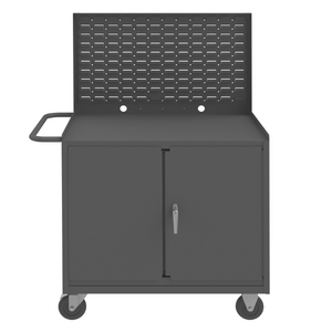 Durham 3112-32B-LU-5PO-95 Mobile Workstation, 32 Bins And Cabinet, 24-3/8 X 42-3/8 X 58