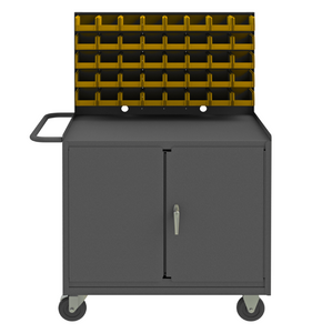 Durham 3112-32B-LU-5PO-95 Mobile Workstation, 32 Bins And Cabinet, 24-3/8 X 42-3/8 X 58