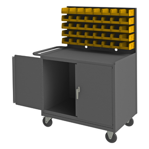 Durham 3112-32B-LU-5PO-95 Mobile Workstation, 32 Bins And Cabinet, 24-3/8 X 42-3/8 X 58