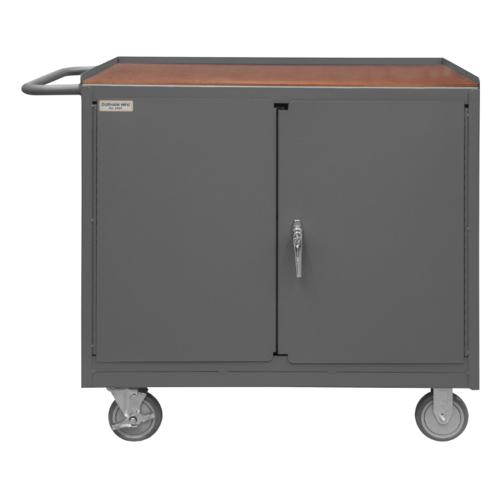 Durham 3112-TH-95 Mobile Bench Cabinet, 2 Doors, Hard Board Top, 24-1/4 X 42-1/8 X 36-3/8